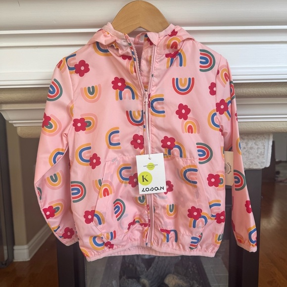 losan Other - NWT Losan Pink Floral Rainbow Hooded Rain Jacket Size 4